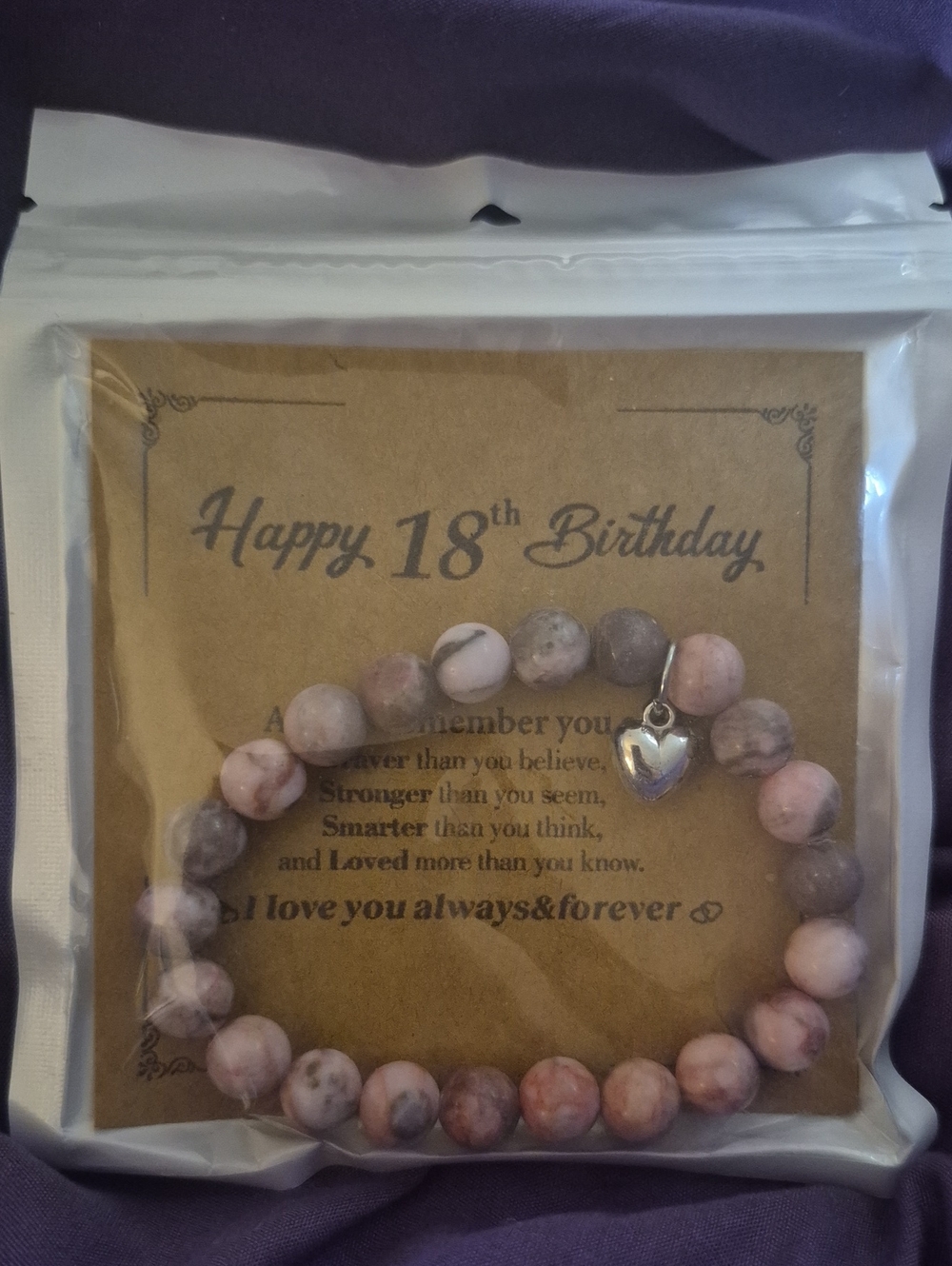 Pink Beaded Heart Charm Bracelet - Women Jewelry 18th Birthday